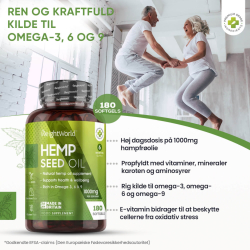 Hampefrolie 1000 mg | 180 kapsler | Med Omega 3, 6 og 9