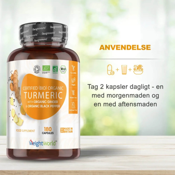 Organiczna kurkuma, imbir i czarny pieprz | 3 x 180 kapsu&#322;ek | Suplement diety na stawy i skr&#281;