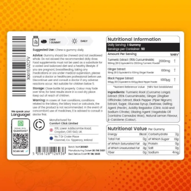 Gurkemeje Gummies | 3 x 90 stk. Vitamin vingummier