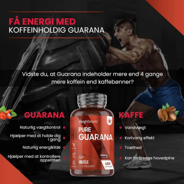 Rent Guarana | 3 x 180 kapsler | Koffeinpiller til energiboost