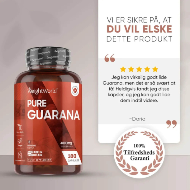 Rent Guarana | 3 x 180 kapsler | Koffeinpiller til energiboost