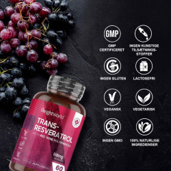 Resveratrol med Rdvinsekstrakt | 60 Kapsler | Superfood til anti-aging