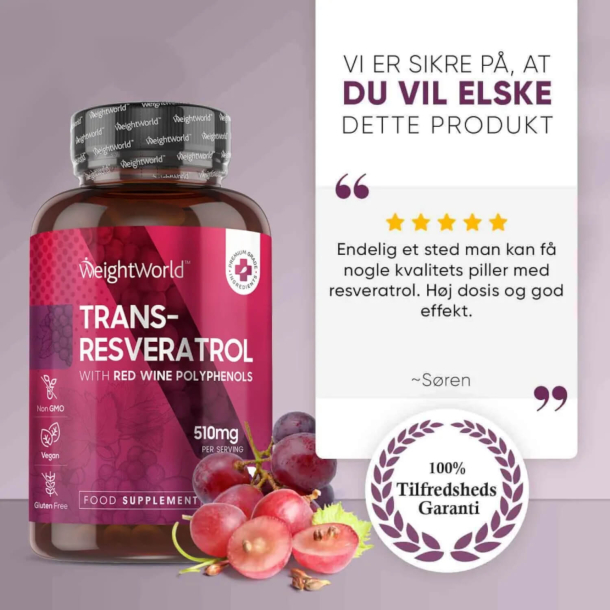 Resveratrol med Rdvinsekstrakt | 60 Kapsler | Superfood til anti-aging