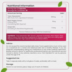 Resveratrol med Rdvinsekstrakt | 60 Kapsler | Superfood til anti-aging