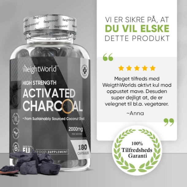 Aktivt Kul Tabletter | 3 x 180 Kapsler | 2000 mg