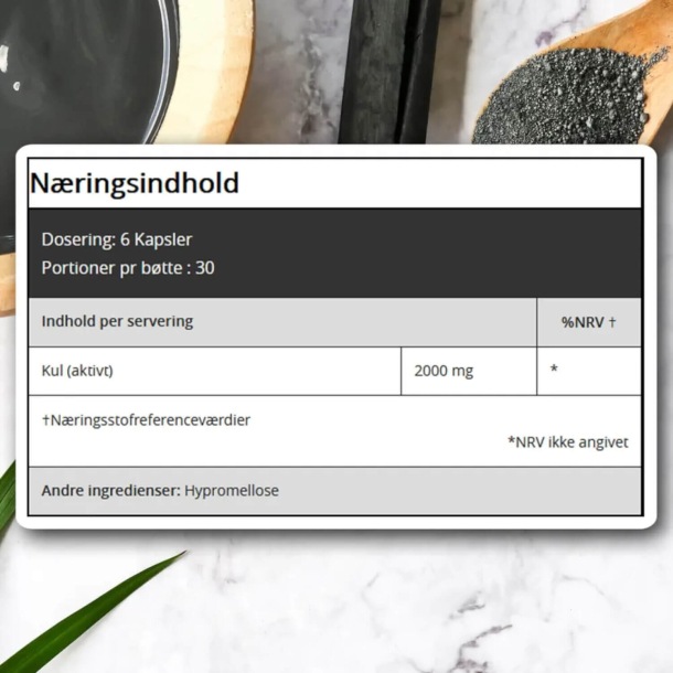 Aktivt Kul Tabletter | 3 x 180 Kapsler | 2000 mg