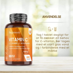 C-Vitamin | Hyben &amp; Bioflavonoider | 180 tabletter | Immun &amp; energi