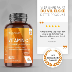 C-Vitamin | Hyben &amp; Bioflavonoider | 180 tabletter | Immun &amp; energi