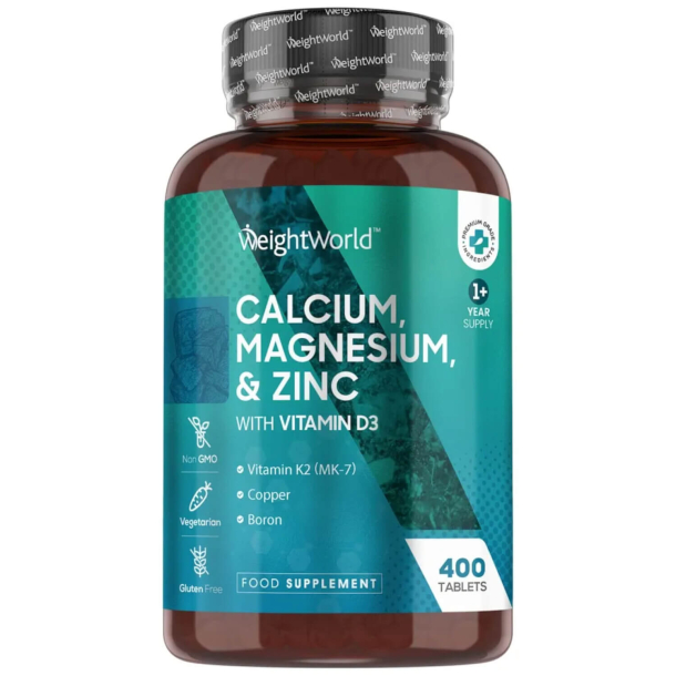 Calcium, Magnesium, Zink og D3-Vitamin l 400 stk l Kosttilskud til knogler