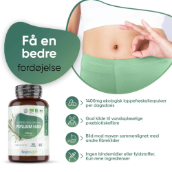 kologiske Loppefrskaller | Kapsler 3 x 180 stk | Kostfibre til fordjelsen