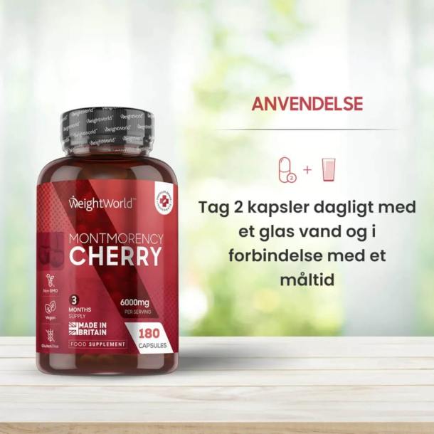 Montmorency Kirsebr | 180 kapsler | Tilskud til svn &amp; restitution
