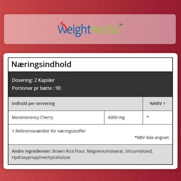 Montmorency Kirsebr | 180 kapsler | Tilskud til svn &amp; restitution