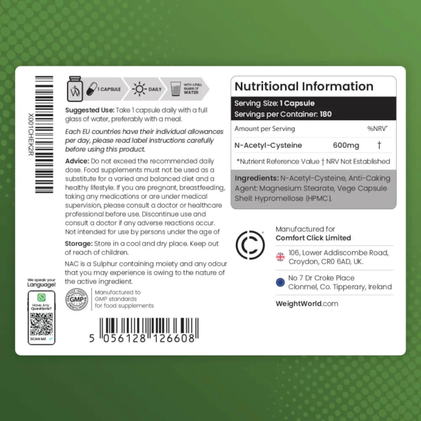 Cystein (NAC) | 180 kapsler | Til immunforsvar &amp; lever