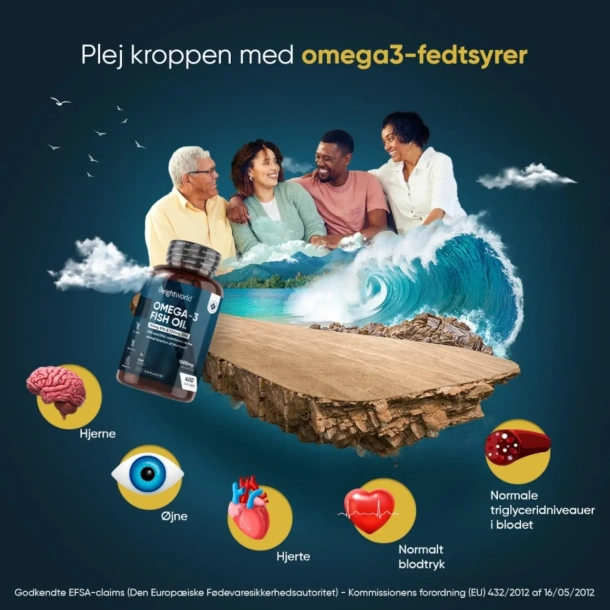 Omega 3 Fiskeolie Kapsler | 3 x 400 stk | Styrker hjerte og hjerne
