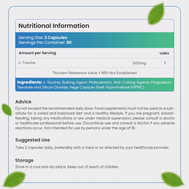 L-Taurin | 3 x 180 stk | Tilskud til muskler, restitution og prstation