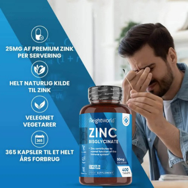 Zink tabletter | 400 stk | Immunforsvarets normale funktion