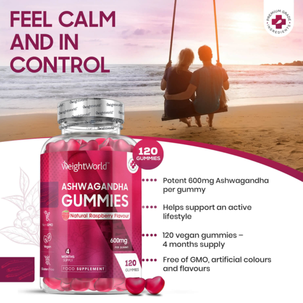 Ashwagandha Gummies | 600 mg | 120 vingummier med hindbrsmag