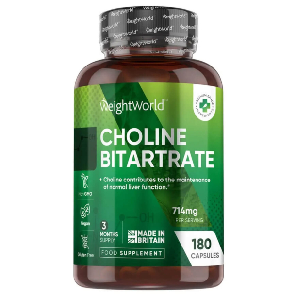 Cholin | 180 kapsler | Kosttilskud til lever, hjerne &amp; forbrænding