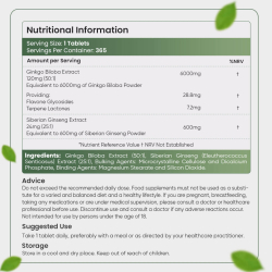 Ginkgo Biloba &amp; Ginseng | 3 x 365 tabletter | 6600 mg