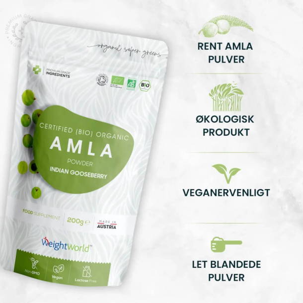 kologisk Amla Pulver | 3 x 200g | Superfood-pulver til hjerte &amp; immunforsvar