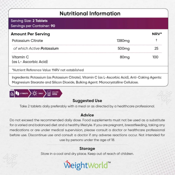 Kalium Tabletter med C-vitamin | Kosttilskud til muskler og nervesystem