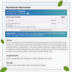 L-theanin &amp; Citronmelisse | Kosttilskud | 3 x 180 kapsler