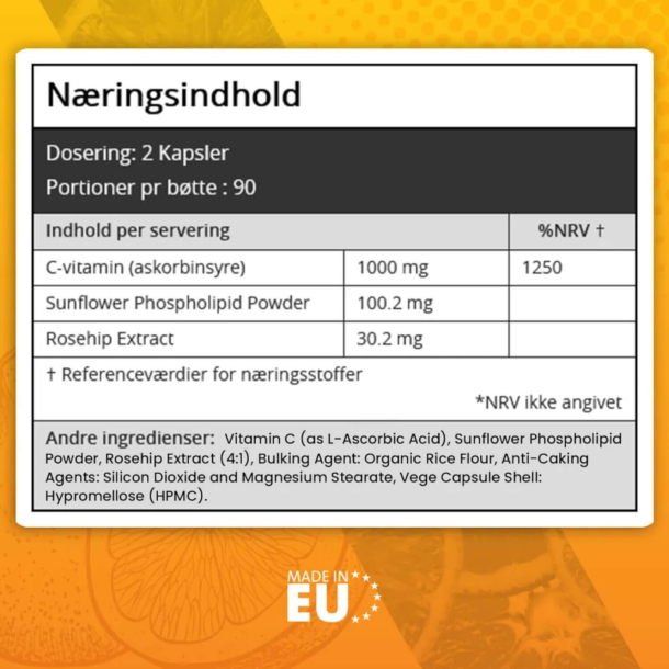 Liposomal C-vitamin | 180 kapsler | Immunsystemet &amp; energiniveauet