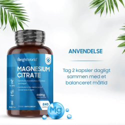 Magnesium Citrat | 3 x 240 stk veganske kapsler