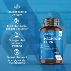 Magnesium Citrat | 3 x 240 stk veganske kapsler