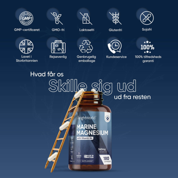 Marine Magnesium + B6-vitamin | 3 x 180 stk | 360 mg