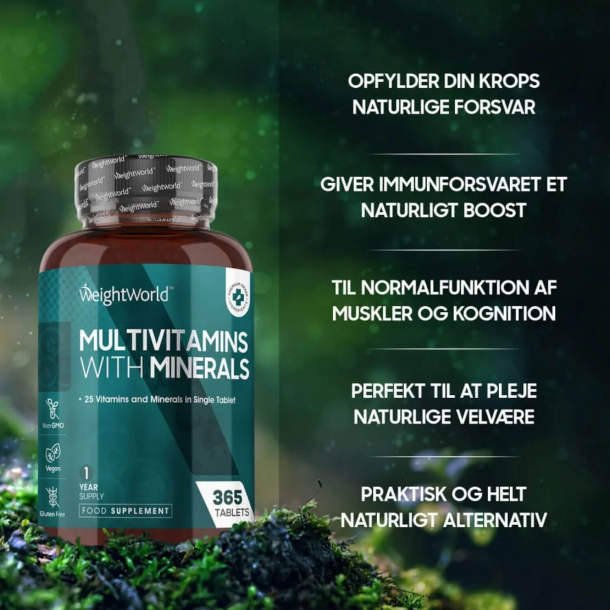 Multivitaminer &amp; Mineraler | 400 tabletter | Med 25 vitaminer &amp; mineraler