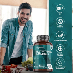 Multivitaminer &amp; Mineraler | 400 tabletter | Med 25 vitaminer &amp; mineraler