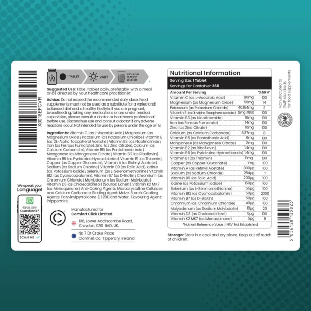 Multivitaminer &amp; Mineraler | 400 tabletter | Med 25 vitaminer &amp; mineraler