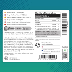 Omega 3 Fiskeolie | 3 x 240 stk | Tilskud til hjertet, hjernen, huden &amp; jnene