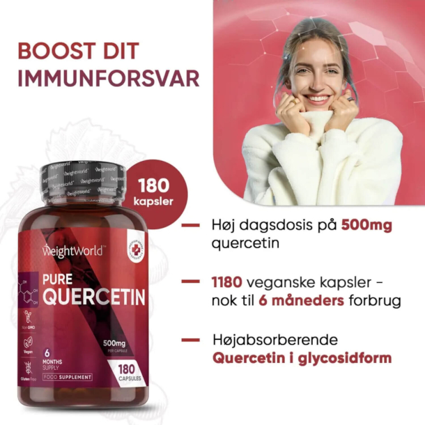 Quercetin | 180 kapsler | Naturlig antihistamin &amp; antiinflammatorisk