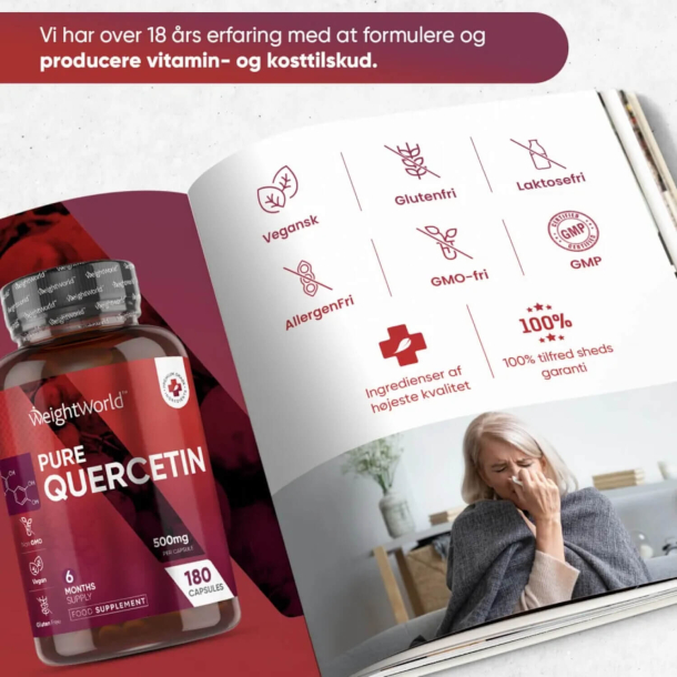 Quercetin | 180 kapsler | Naturlig antihistamin &amp; antiinflammatorisk