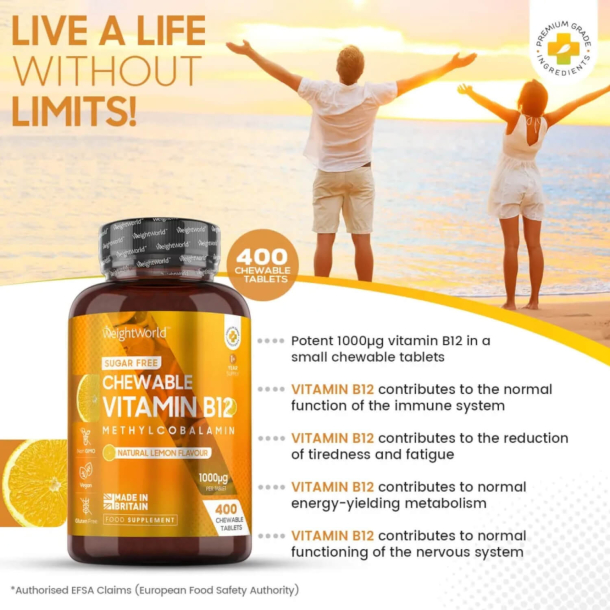 B12-vitamin Tyggetabletter | 3 x 400 stk | Citronsmag