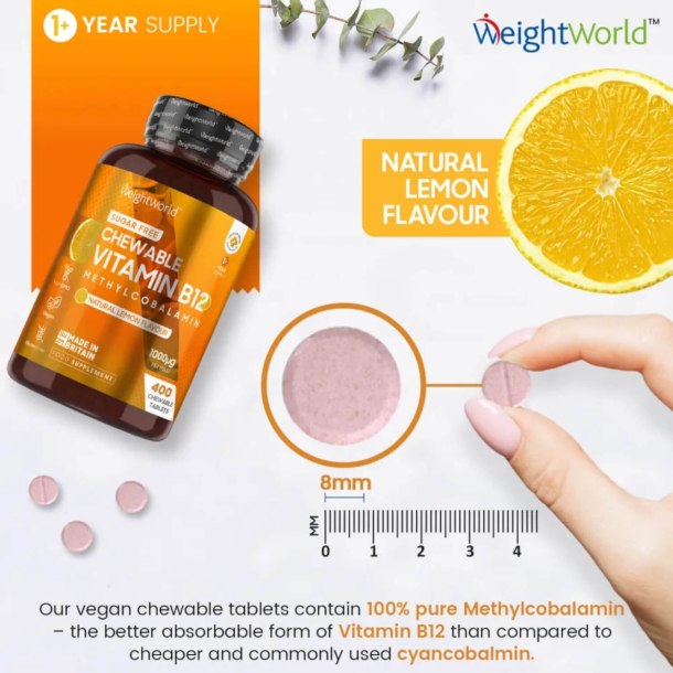 B12-vitamin Tyggetabletter | 3 x 400 stk | Citronsmag