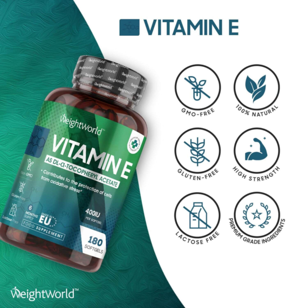 E-vitamin | 180 SoftGels | Hjstyrke tilskud
