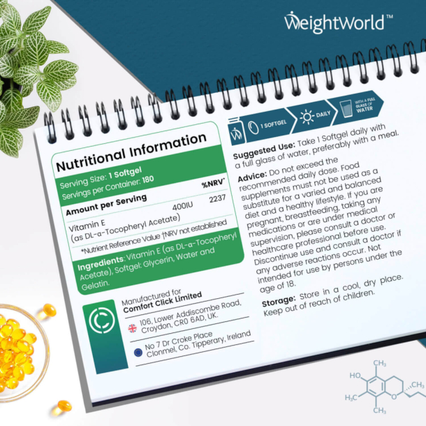 E-vitamin | 180 SoftGels | Hjstyrke tilskud